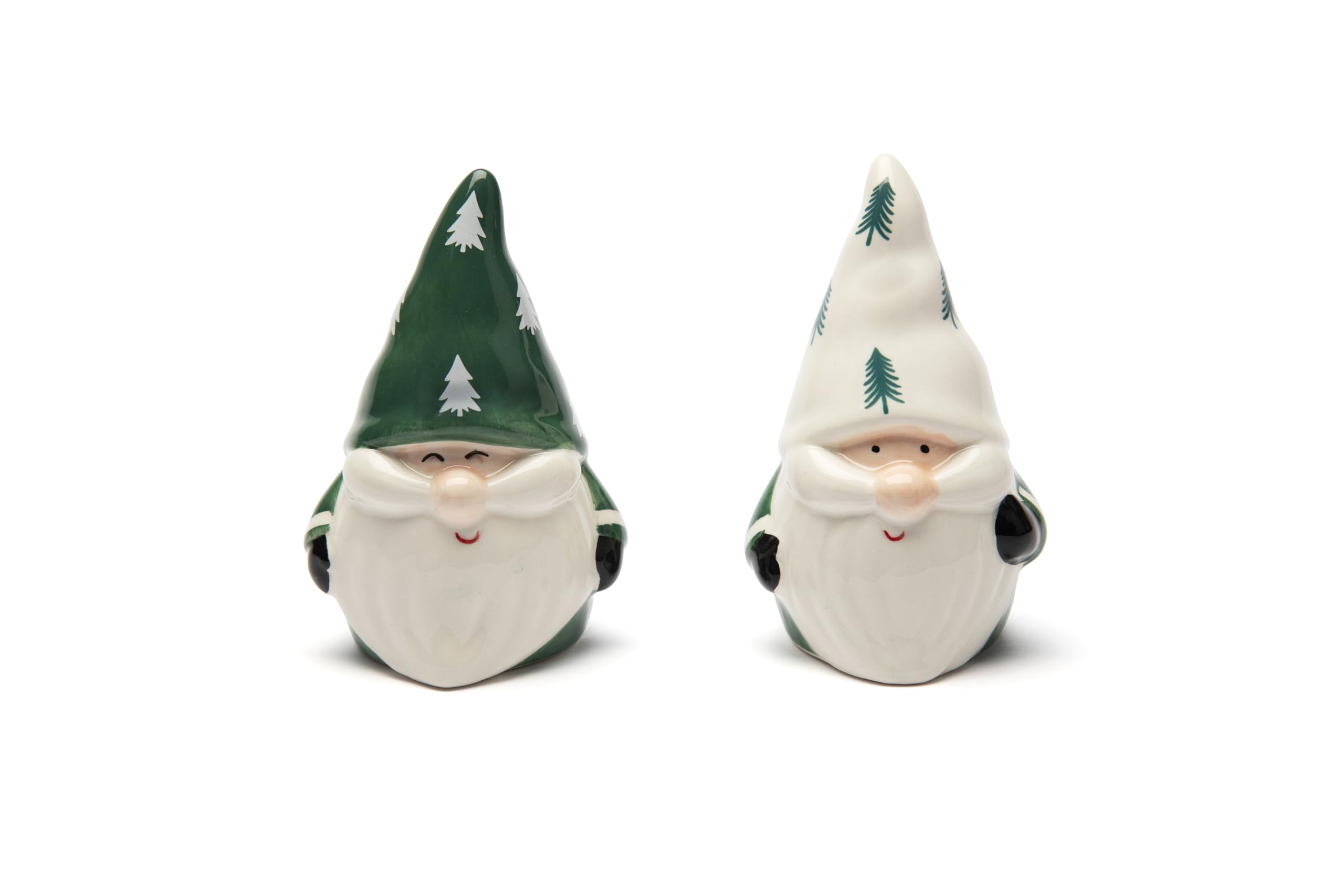 Excelsa Green Winter Set Sale e Pepe in Ceramica, Gnomi Natalizi Decorativi, 2 Pezzi