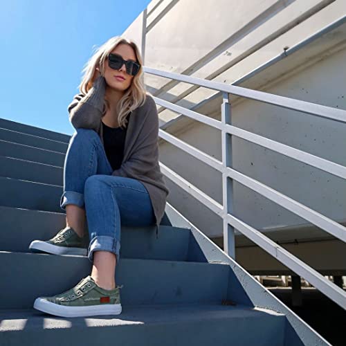 JENN ARDOR Womens Fall Slip On Fashion Sneakers No Laces Comfortable Casual Low Canvas Sneakers Flats Walking Shoes Olive - image 3