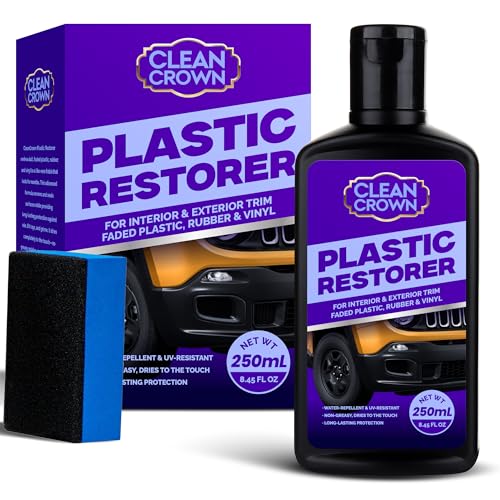 CleanCrown Plastic Restorer for Cars (8.45 fl oz), User Friendly Car Trim...
