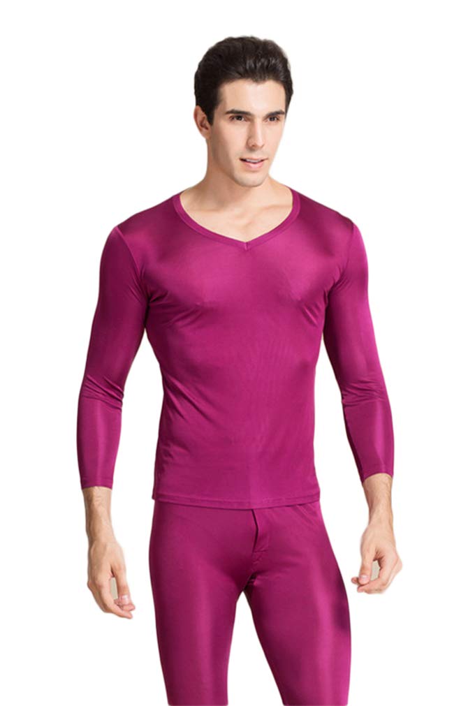 Tulpen Herren 100% Maulbeerseide Thermounterwaesche Sets (Hemd + Hose)
