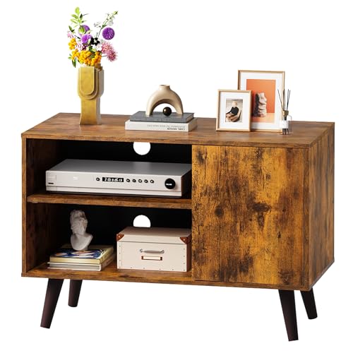 WLIVE TV Stand for 40 Inch TVs, Small Entertainment Center with Storage Cabinet, Mid-Century Modern TV Stands for Living Room and Bedroom, 32