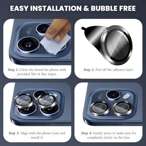 Image of FIRST MART Black Camera Ring Guard Protector for Oppo Reno 15 | Tempered Glass with Metal Alloy Rings, HD Clear, Scratch Resistant, Case-Friendly | Pack of 1