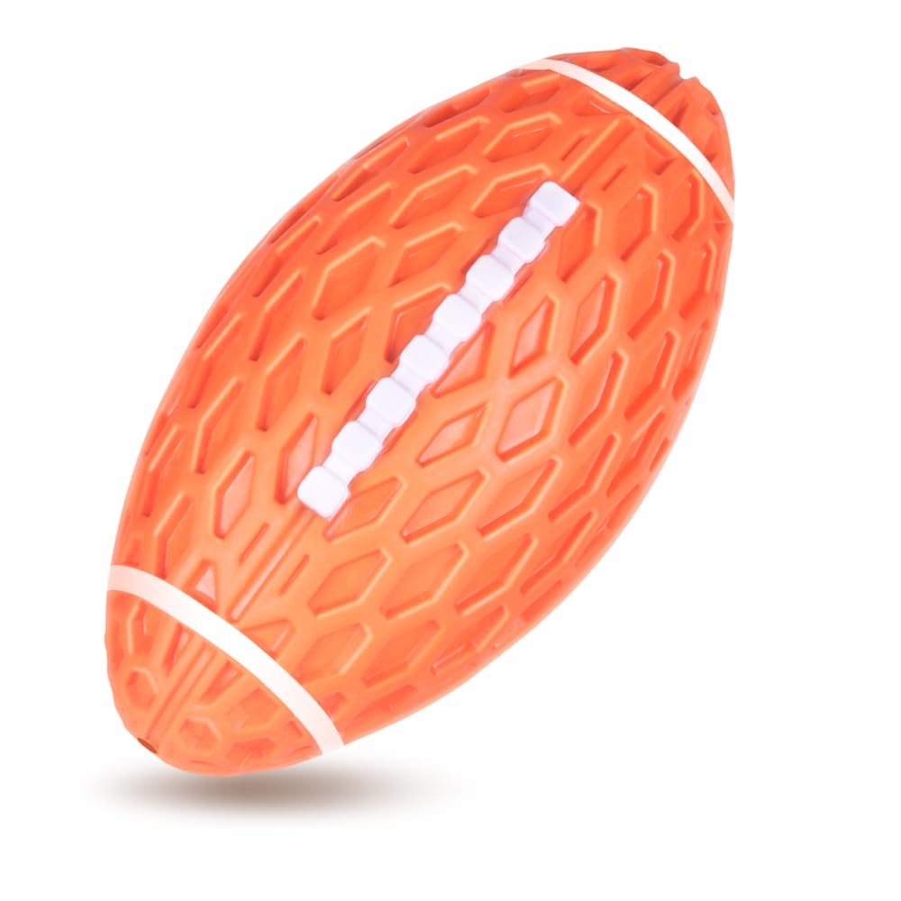 AUSCAT Dog Rugby Ball, Squeaky Dog Ball for Medium Large Dogs Dog Rugby Ball Toy, Orange, Large,5.5"/14 cm