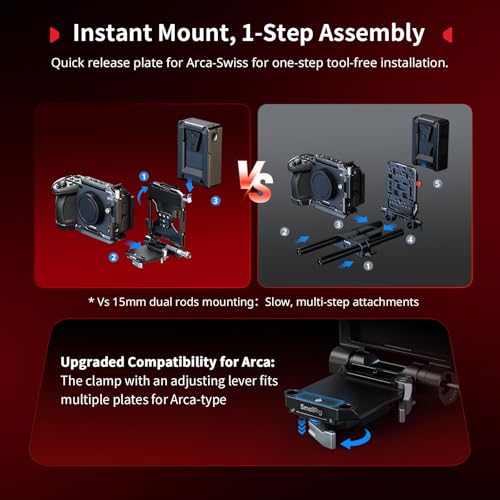 Image of SmallRig Foldable V Mount Battery Plate Kit Pro, w /QR Plate for Arca, LCD Screen Protection Bracket & Cable Clips, All-in One for Mirrorless /DSLR, for NEEWER V Mount Battery 5315