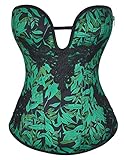 Alivila.Y Fashion Womens Corset Bustier Green Leaf Print Burlesque Overbust Corsets 21972-Green-M