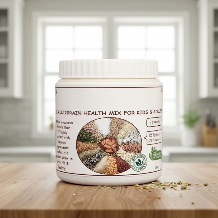 Organic 17 Multigrain Health Mix Flour for Kids & Adults In Food-Grade Container 400 gms (+6 months)