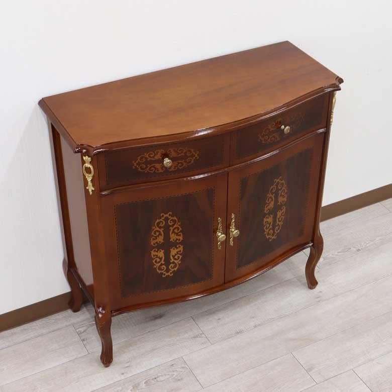 イタリア製キャビネット 幅87cm 完成品 象嵌 サイドボード 猫脚 イタリア製キャビネット 幅87cm 完成品 象嵌 サイドボード 猫脚