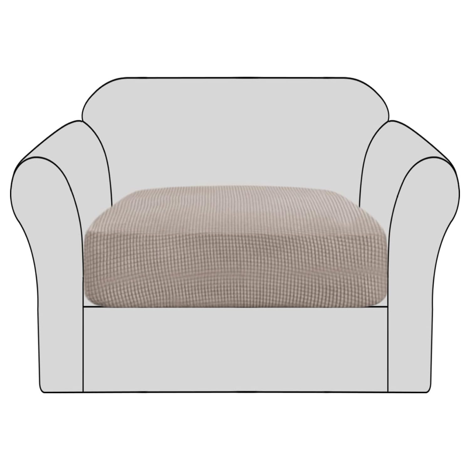 Bellahills Sand Stretch Sofa Seat Cushion Cover Sofa Couch Cushion Furniture Protector Sofa Slipcover With Elastic Bottom Spandex Jacquard Fabric Small Checks(1 Piece, )