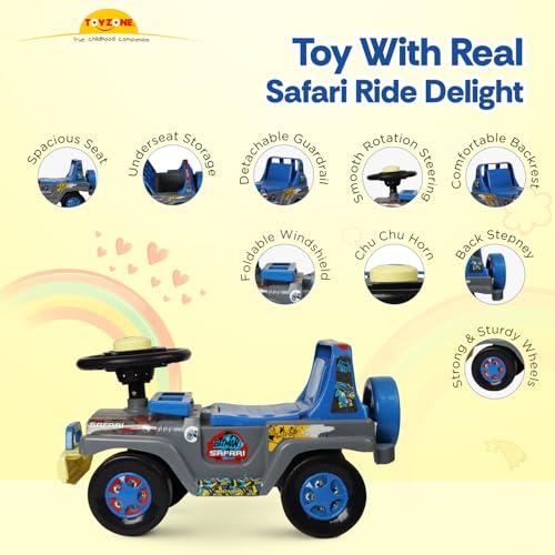 Image of Toyzone Ride On | Baby Car | Kids Car | Toy Car| Push Car| Swing Car| Ride on Car with Music & Horn (Batman Safari)