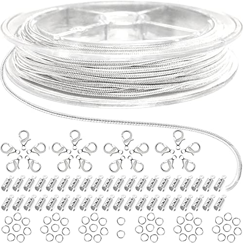Cadena de serpientes plata (1,2 mm de ancho i 100 cm) sin colgantes garra de langosta Cover