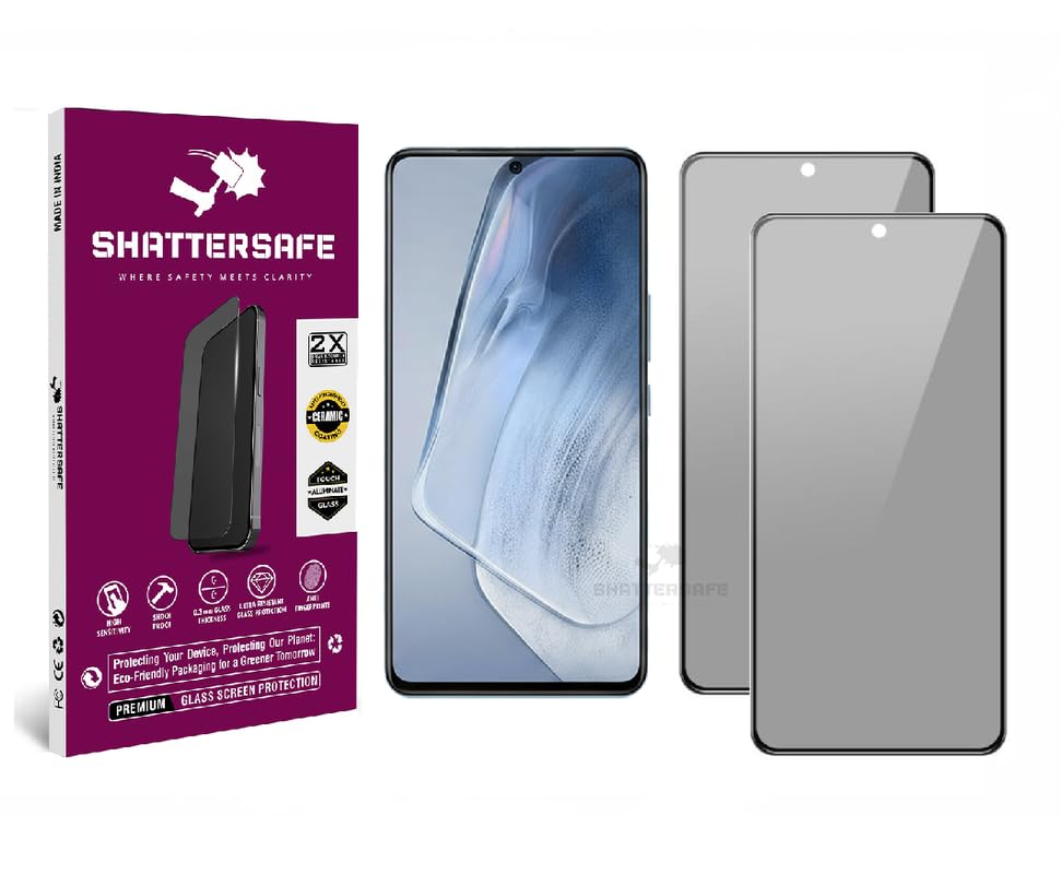 Image of Anti-Spy Privacy Tempered Glass Compatible For IQOO 7 / 9SE 5G [Pack of 2]. 9H Hardness, Anti-Scratch, Edge-to-Edge Protection With Easy Installation Kit & Case Friendly Fit.