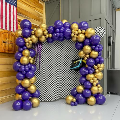 Image of Purple and Gold Balloon Arch Garland Kit 153pcs with Star, 2026 New Year's Dark Purple Metallic Gold Violet Royal Balloons for Adults Prom Luxury Decorations Graduation Birthday Baby Shower