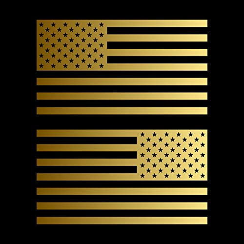 Image of American US Flag [Pick Color /Size] Vinyl Decal Sticker for Laptop /Car /Truck /Window /Bumper (5in Subdued Pair, Metallic Gold)