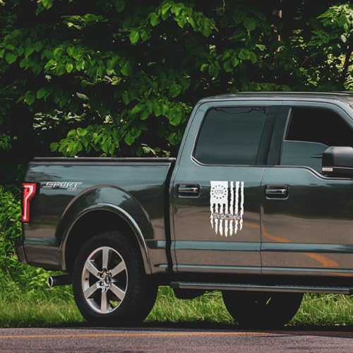 Image of GRITKULTURE We The People Distressed American Flag Decal Vinyl for Trucks, Cars, Tailgate, Windows Preamble of The US Constitution fits Most Pickup Trucks-Rear USA Flag Car Sticker (White)
