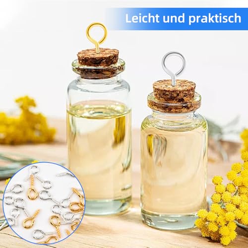 400 Stück kleine Ösenstifte mit Schraubverschluss für Schmuckherstellung und Bastelarbeiten, 3 Größen Mini-Ösenschrauben,Ösenschrauben für Kunstprojekte und Perlenanhänger