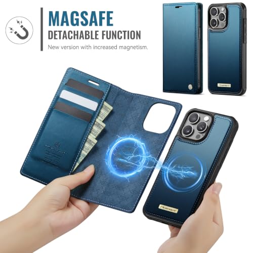 Image of for iPhone 13 Pro 2-in-1 Detachable Wallet Phone Case, Sea Blue | Compatible with Magsafe, Magnetic, RFID Blocking Card Holder, Shockproof, Kickstand, Wireless Charging, PU Leather Flip Cover