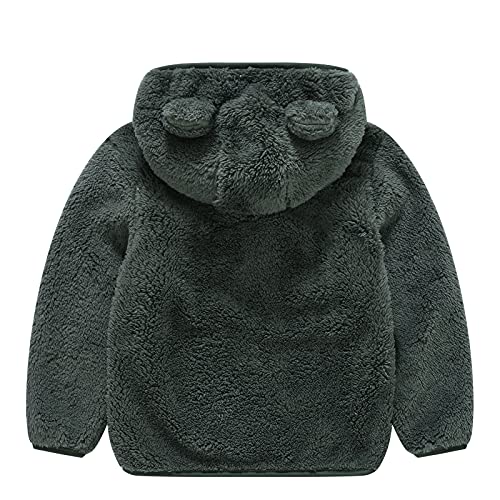 Kids Boys Girls Fleece Hooded Jacket 𝗕ear Ears Long Sleeve Zipper Thick Fluff Coat Winter Windproof Outwear3