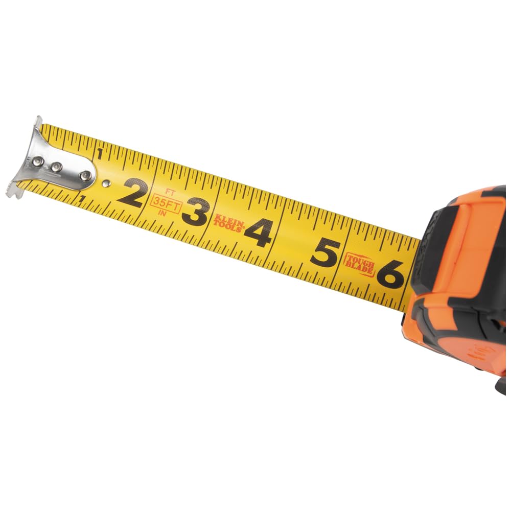 Klein Tools Mètre à ruban 9135, ruban à mesurer robuste avec lame renforcée en nylon à crochet unique de 10,9 m, avec clip de ceinture en métal