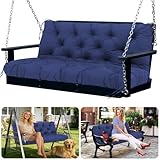 SXBFHGH Swing Cushions 3 Seater Replacement Waterproof Outdoor Porch Swing Cushion with Backrest Extra Thick 5' Swing Cushions for Outdoor Furniture Patio Bench Garden Backyard (Navy Blue 60x40x5inch)