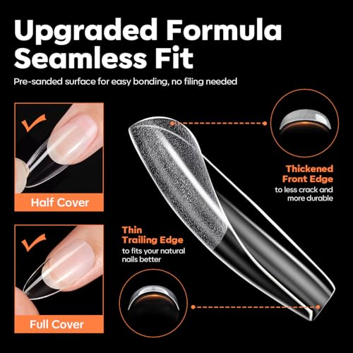 Image of modelones Square Nail Tips, 240pcs Short Square Soft Gel Nail Tips for Full Cover Acrylic Extensions, Pre-Shaped 15 Sizes Press on Nails DIY Home or Professional Salon Use