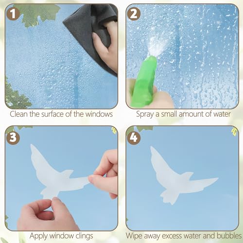 Image of 9 Sheets Bird Window Clings, Protect and Save Bird Strikes Window Stickers, Glass Door Stickers Decals, Stop Birds Flying into Windows Accessories Home Decorations