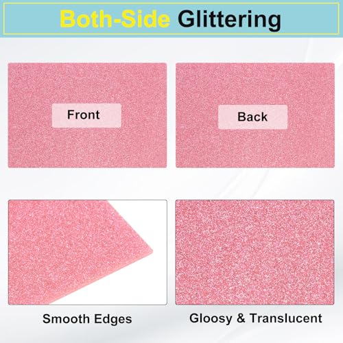 Image of MECCANIXITY 1 Pcs Pink Glitter Acrylic Sheets 1 /8 inch Thickness 12 inch x 8 inch Glossy PMMA Fluorescent Plastic Sheets Extruded Translucent Blanks for DIY Art Crafting Laser Cutting & Engraving