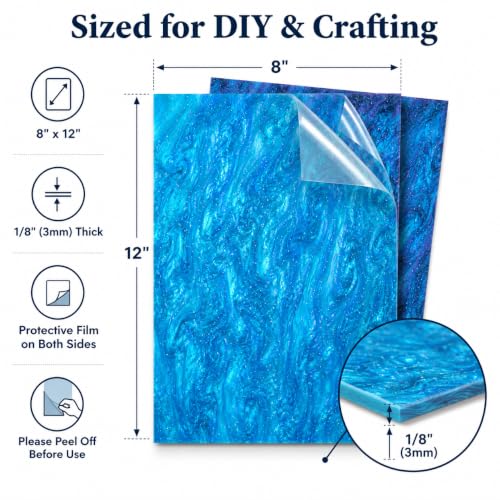 Image of TOEPODO Pearlescent Cast Acrylic Sheets Pearl Acrylic 1 /8inch Thickness Acrylic Sheets for Laser Cutting Art Design DIY Crafts /Home Deco (4, Sets, 8x12 Inch)