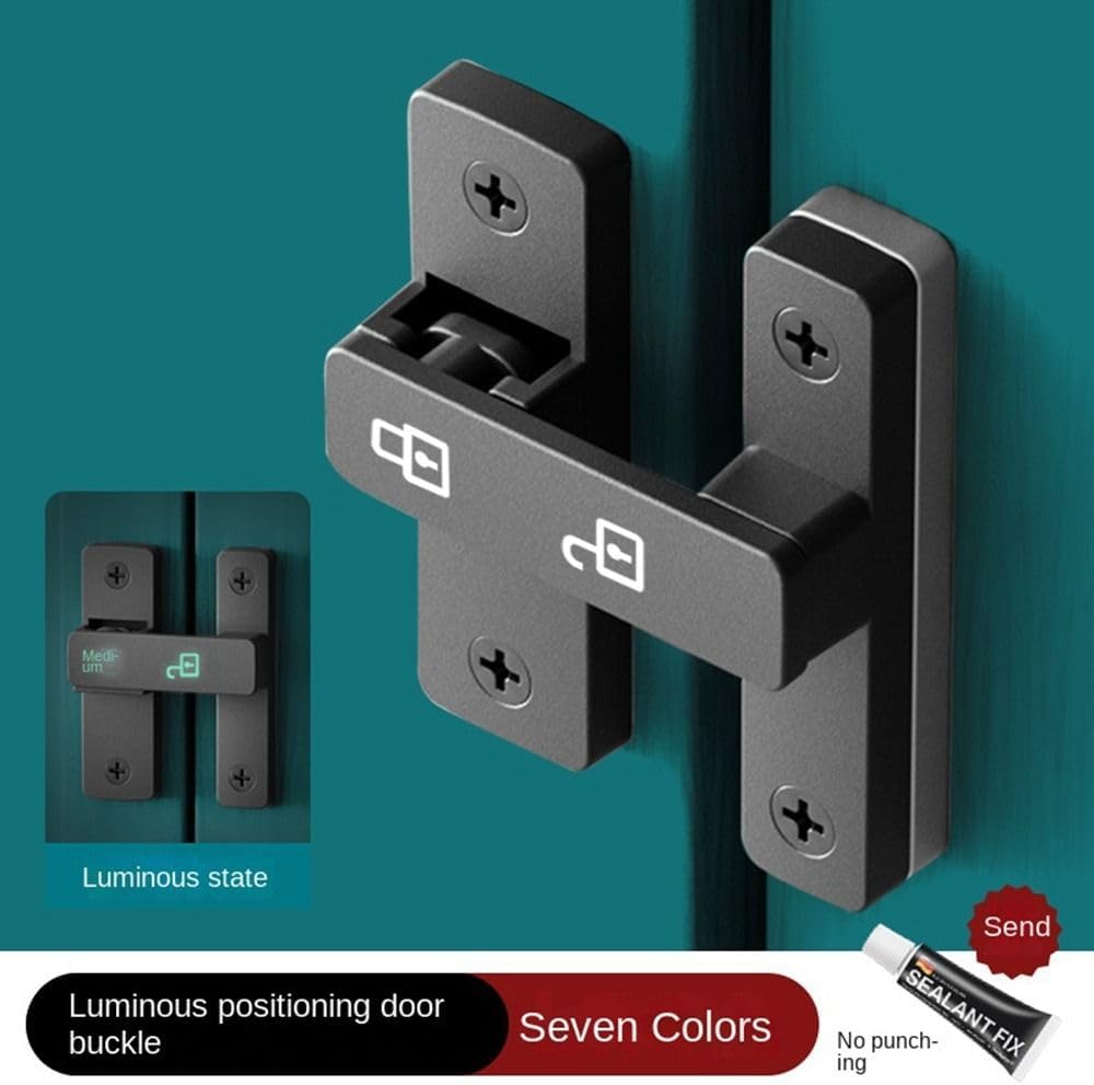 Sliding Door Lock 180° Furniture Luminous Door Buckle Hardware Positioning Latch Door(Style 3)