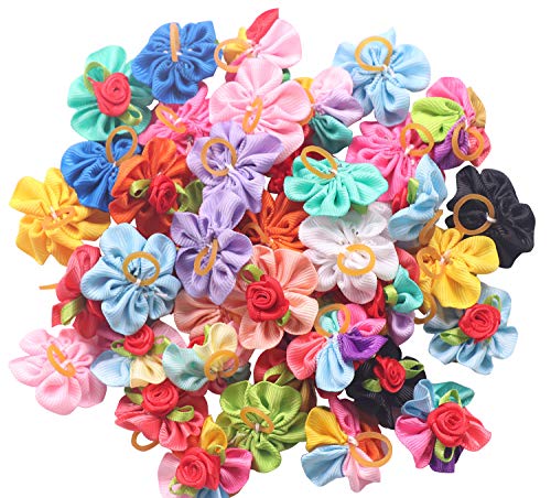 YAKA 40pcs/(20pairs) Hot Cute Small Dog Hair Bows Topknot Small Bowknot with Rubber Bands Pet Grooming Products Pet Hair… - Image 3