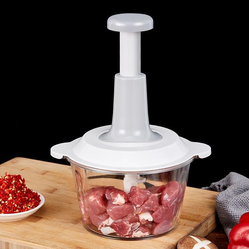 Serelina - Hand Food Chopper 2L large Capacity - Hand Pull Vegetable cutter & meat grinder - Baby food processor, Onion Garlic cutter, Kitchen Chopper BPA-Free.