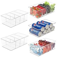 Winter Shore Contenitori Multiuso Plastica per Alimenti [5 pz] - Organizer Frigorifero per Snack, Condimenti, Bevande - Organizer Cucina DIspensa con 4 Scomparti e Divisori Rimovibili