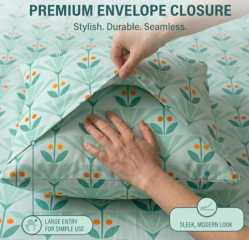 Image of VAS COLLECTIONS Cotton Pillow Cover Set of 2 (17x27 Inches) | Ultra Soft Breathable Pillow Cases for Bed | Skin Friendly, Fade Resistant & Comfortable Pillow Covers for Bedroom Decor (Leaf Green)