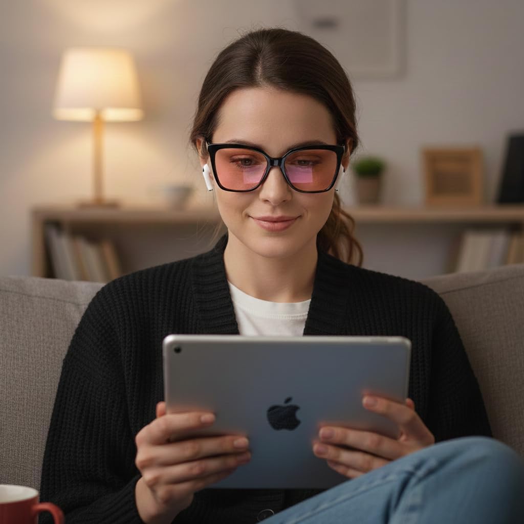 Indoor Fluorescent-41 Pink & Outdoor Fluorescent-60 Brown Tinted Blue Light Blocking Glasses Cat Eye Migraine Light Sensitivity Computer Glasses Photophobia Fluorescent LED Glare Women AB3305