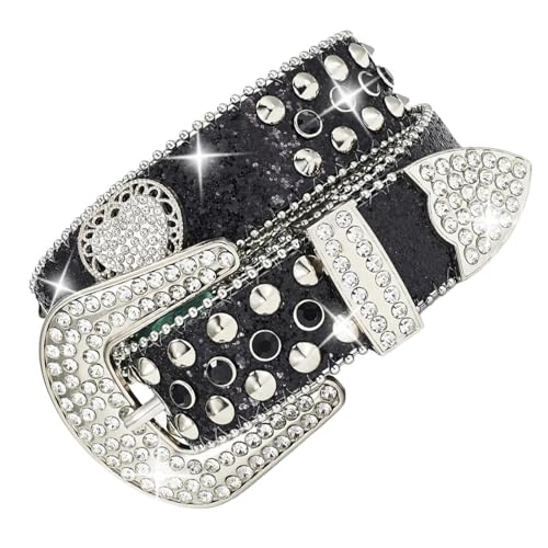 Punk for Pants Rhinestones Studded Belt for Jeans Street Dancing Belt Party Nightclub Waist Accessories