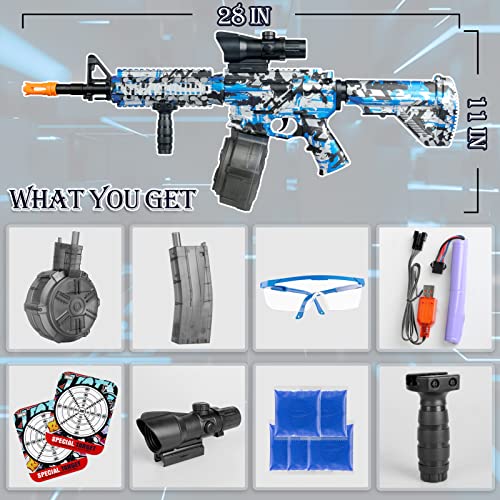 Herisona Large Splatter Ball Blaster With Drum, Electric Gel Automatic And Manual Big Splat Blaster For Adults Kids With 50000 Gel Balls (Blue) #TOP5