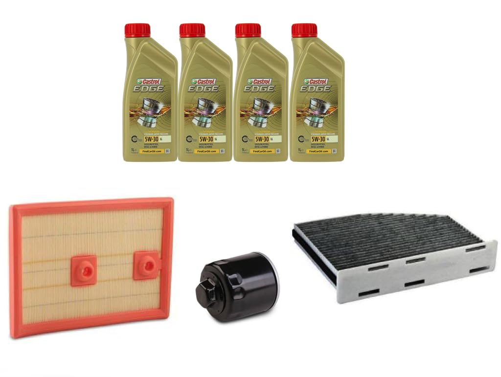 AOQ - KIT TAGLIANDO 3FILTRI + 4 LITRI OLIO 5W30 COMPATIBILI CON Au. A3,Golf 7 SE.IBIZA IV, SE. LEON, SK. OCTAVIA motori 1.2 1.4 TGI Benzina & Benzina/Gas naturale