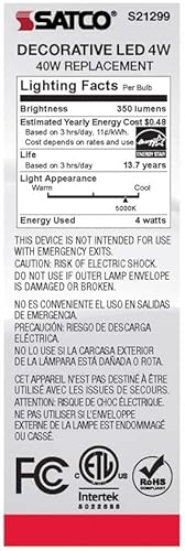 Miniatura 6 de Satco S21299 4CA10/LED/950/CL/120V/E12-paquete de 6