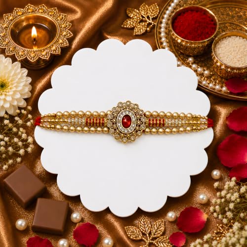 Image of Canton Rakhi Hamper For Brother, Rakhi Gift For Brother, Pack of 1 Designer Rakhi For brother (Design-74)