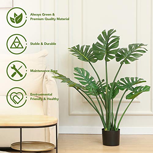 DIIGER Faux Plants Indoor Tree,Artificial Ali Tree,29.5\" Tall,Green Plant Interior Decor,Living Room Fake Plants in Pot for Home Office Perfect Housewarming Gift