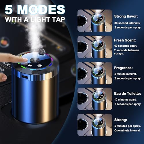 Image of Smart Car Air Fresheners，Car Air Freshener Diffuser，Five Speed Adjustable Modes Car Fragrance，50ml Capacity Car Air Freshener，Rechargeable Car Fragrance Diffuser(Gardenia)