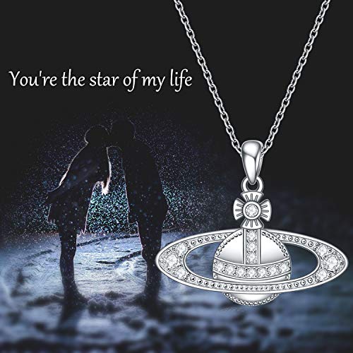 LILALO Sterling Silver Saturn Necklace Opal Moonstone Planet Saturn Jewelry Gifts for Women Teens Birthday 6