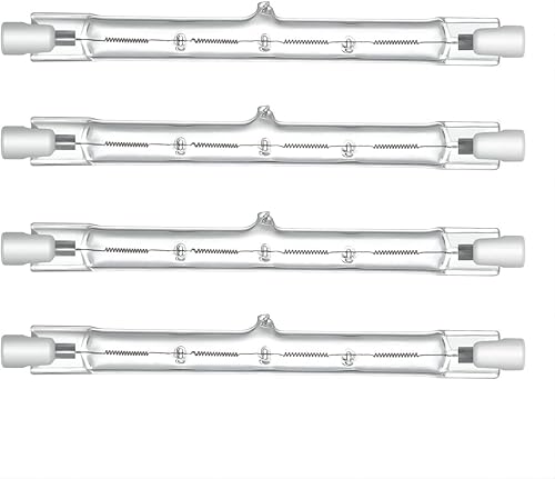 CMYBEN Paquete de 4 bombillas halógenas regulables R7S de 4.646 in, 300 W, 120 V, 4500 lúmenes, ángulo de haz de 360, tipo J de doble extremo,