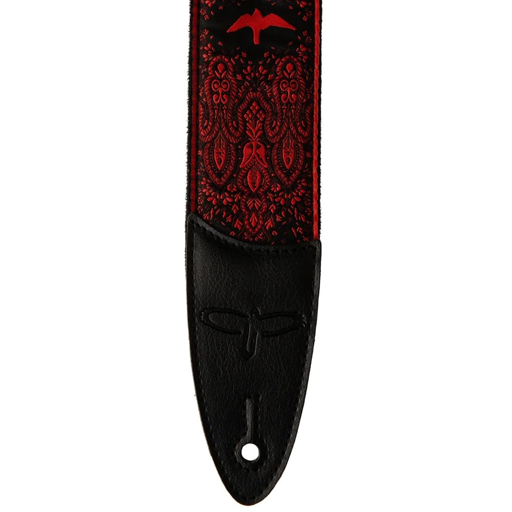 PRS 2" Guitar Strap, Custom Jacquard Birds Fleur, Red