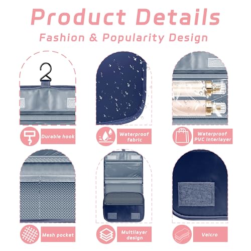 Image of Toiletry Bag Travel Bag with Hanging Hook for Women Men,Royal Blue