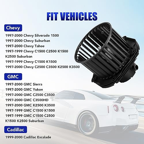 AC Blower Motor with Fan Fits for 1997 1998 1999 2000 Chevy Silverado Suburban Tahoe GMC Sierra Yukon 1500 2500 C1500 C2500 K1500 K2500 Cadillac Escalade HVAC Heater Blower Motor Fan Replaces# 700100 by LCWRGS - Used condition - Image 3