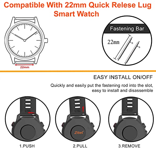 Image of Zitel Band Compatible with Huawei Watch GT 6 Pro /GT 6 46mm, GT 5 / GT 5 Pro 46mm, GT 4 46 mm, GT 3 / GT 3 Pro, GT /GT 2, GT 2 Pro /GT 2e, Watch 4 /4 Pro, 3 /3 Pro - 22mm Sports Straps