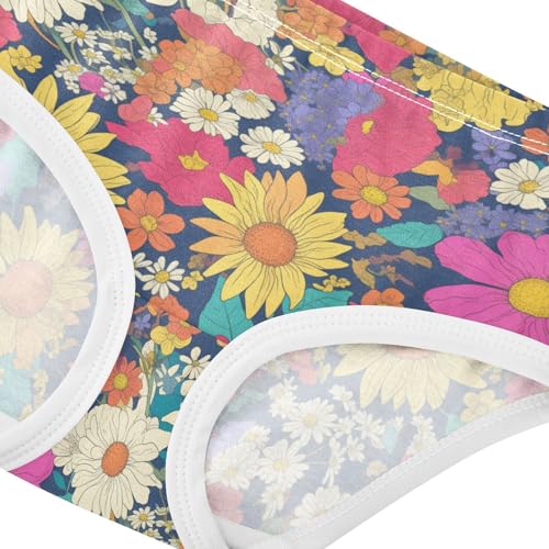 Wusikd Colorful Daisies Girls' Underwear Cotton Sunflowers Girls Briefs Soft Toddler Underwear 2T4