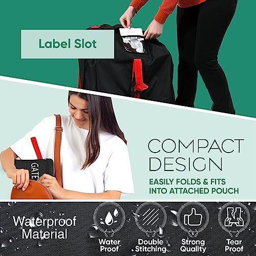 reperkid car seat travel bag for airplane black and green 3334 h x 1834 w x 1834 d fits most convertible booster and infant car seats  premium waterproof cover adjustable shoulder strap