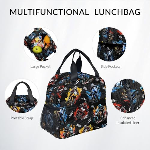 Image of Kids Backpack Set - Motorcycle Backpacks for Boys - 3Pcs Toddler Bookbag with Lunch Box Pencil Case - Boys School Bag for Kindergarten /Preschool /Elementary (17 Inch)