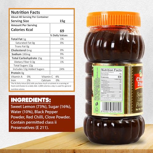 Image of Chokhi Dhani Sweet Lime Pickle (Pack of 2, 600g) | Khatta Meetha Nimbu Achar | Sweet & Sour Lemon Pickle | Oil-Free | No Artificial Flavours | Traditional Indian Pickle